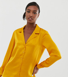 Свободная рубашка из атласной ткани ASOS DESIGN Tall-Золотой