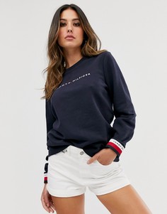 Свитшот с логотипом и полосками Tommy Hilfiger Corp-Темно-синий