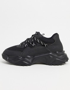 Черные кроссовки из искусственной кожи на массивной подошве Koi Footwear-Черный