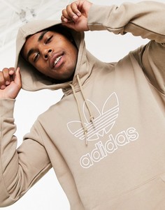 Бежевый худи с логотипом-трилистником adidas Originals-Зеленый