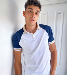 Темно-синяя футболка-поло с контрастными рукавами ASOS DESIGN Tall-Темно-синий