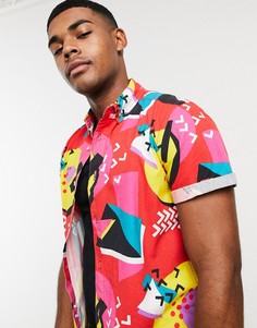 Рубашка с винтажным принтом ASOS DESIGN-Красный