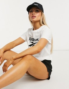 Белая короткая футболка с логотипом Reebok-Белый