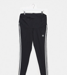 Черные леггинсы с 3 полосками adidas Originals Plus-Черный