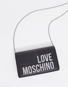 Серебристая/черная сумка через плечо Love Moschino-Черный
