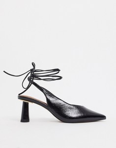 Черные туфли на каблуке с завязками ASOS DESIGN-Черный