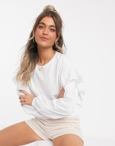 Свитшот с оборками ASOS DESIGN-Белый