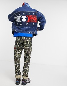 Синяя джинсовая куртка со съемным капюшоном AAPE By A Bathing Ape x Tommy Jeans-Синий