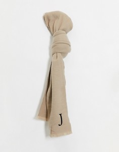 Персонализированный шарф с инициалом "J" ASOS DESIGN-Коричневый