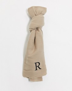 Персонализированный шарф с инициалом "R" ASOS DESIGN-Коричневый