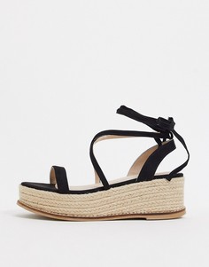 Черные сандалии на платформе с завязками ASOS DESIGN-Черный