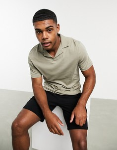 Зеленое поло из органического хлопка с отложным воротником ASOS DESIGN-Зеленый
