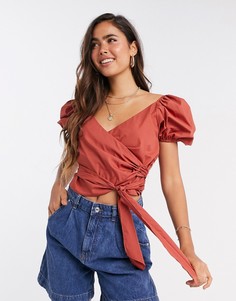 Топ рыжего цвета с запахом ASOS DESIGN-Оранжевый