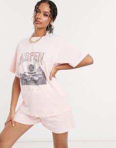 Розовая футболка в стиле oversized от комплекта для дома ASOS DESIGN-Розовый
