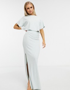 Синяя футболка в рубчик от комплекта ASOS DESIGN-Мульти
