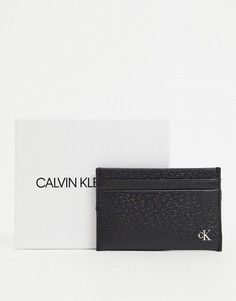 Фактурный кожаный кошелек для карт с монограммой Calvin Klein Jeans-Черный