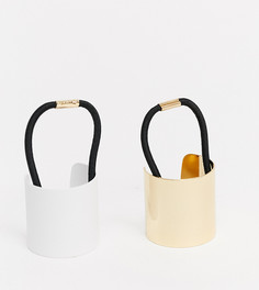 Набор из 2 резинок для волос золотистого и белого цвета ASOS DESIGN-Золотой