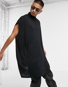 Черная oversized-майка из вискозы с высоким воротником ASOS DESIGN​​​​​​​-Черный