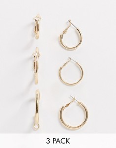 Набор из 3 серег-колец Monki-Золотой