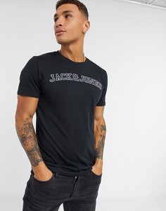 Футболка с логотипом на груди Jack & Jones - Originals-Черный