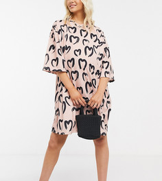 Кремово-черное платье-футболка с принтом ASOS DESIGN Maternity-Кремовый