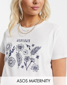 Футболка с принтом ASOS DESIGN Maternity-Белый