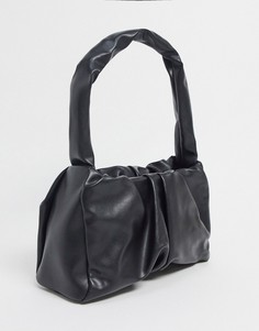 Черная сумка на плечо с драпировкой ASOS DESIGN-Черный
