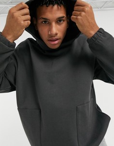Черный oversized-худи с квадратными карманами ASOS DESIGN