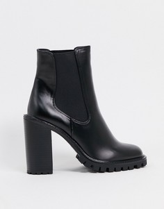 Черные ботинки челси на высоком каблуке ASOS DESIGN-Черный
