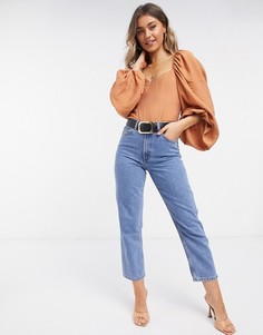 Боди светло-коричневого цвета с объемными рукавами ASOS DESIGN-Светло-коричневый