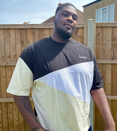 Футболка колор блок в стиле oversized с вышивкой на груди ASOS DESIGN Plus-Мульти