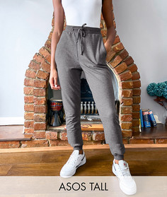 Темно-серые меланжевые джоггеры с завязкой на талии ASOS DESIGN Tall-Серый