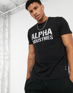 Черная меланжевая футболка Alpha Industries 95-Черный