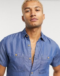 Рубашка из шамбре с короткими рукавами Jack & Jones-Синий