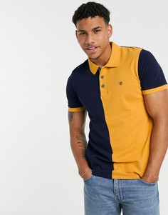 Сине-желтое поло в стиле колор блок Jack & Jones-Желтый