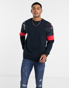 Темно-синий свитшот с абстрактным принтом Jack & Jones