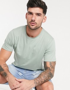 Светло-бирюзовая зауженная футболка с необработанным краем Brave Soul-Зеленый