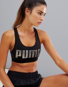 Черный бюстгальтер-борцовка с логотипом Puma
