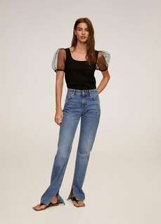 Футболка с полупрозрачными рукавами в горошек - Plumeti Mango