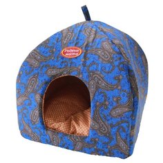 Домик для собак и кошек Родные места Избушка №2 Огурцы 45х45х53 см синий