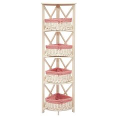 Этажерка угловая Secret de Maison ANGULAIRE 4 PE-05, материал: МДФ, ШxГxВ: 34х34х158 см, слоновая кость/красный