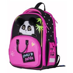 Berlingo ранец Profi Lovely panda, черный/розовый