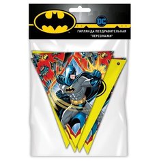 ND Play Гирлянда поздравительная Batman Персонажи флажки 280567 желтый/красный