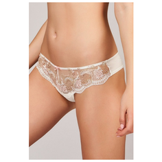 Laete Трусы стринги низкой посадки с кружевом и бантиком, размер M(46), молочный