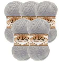 Пряжа Alize Angora Gold, 20 % шерсть, 80 % акрил, 100 г, 550 м, 5 шт., 21 серый