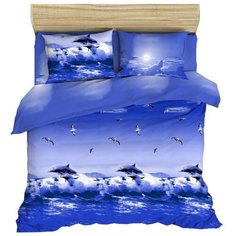 Постельное белье евростандарт Василиса Океан, бязь синий