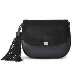 Сумка кросс-боди Afina 418 (2 фактуры), натуральная кожа, черный