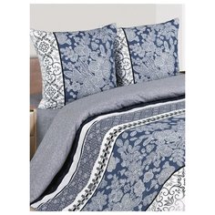 Постельное белье евростандарт ECOTEX КПЕ/Мирабелла поплин синий