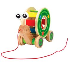 Каталка-игрушка Hape Walk-A-Long Snail (E0349) бежевый/зеленый