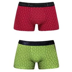Salvador Dali Набор трусов боксеры с мелким узором из бумерангов, 2 шт., размер XXL, красный/зеленый